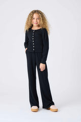 Girls Pointelle Cardigan in Black