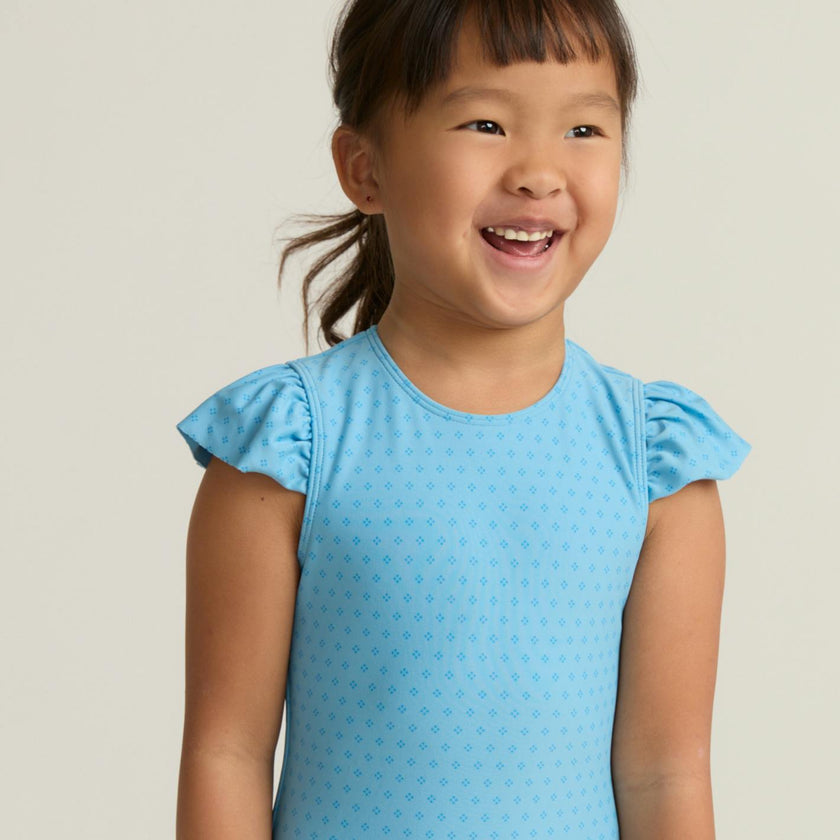 girls le marin dot ruffle cap sleeve one piece