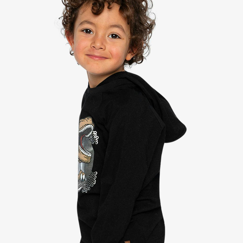 Raglan Hooded T-Shirt Black and Brown