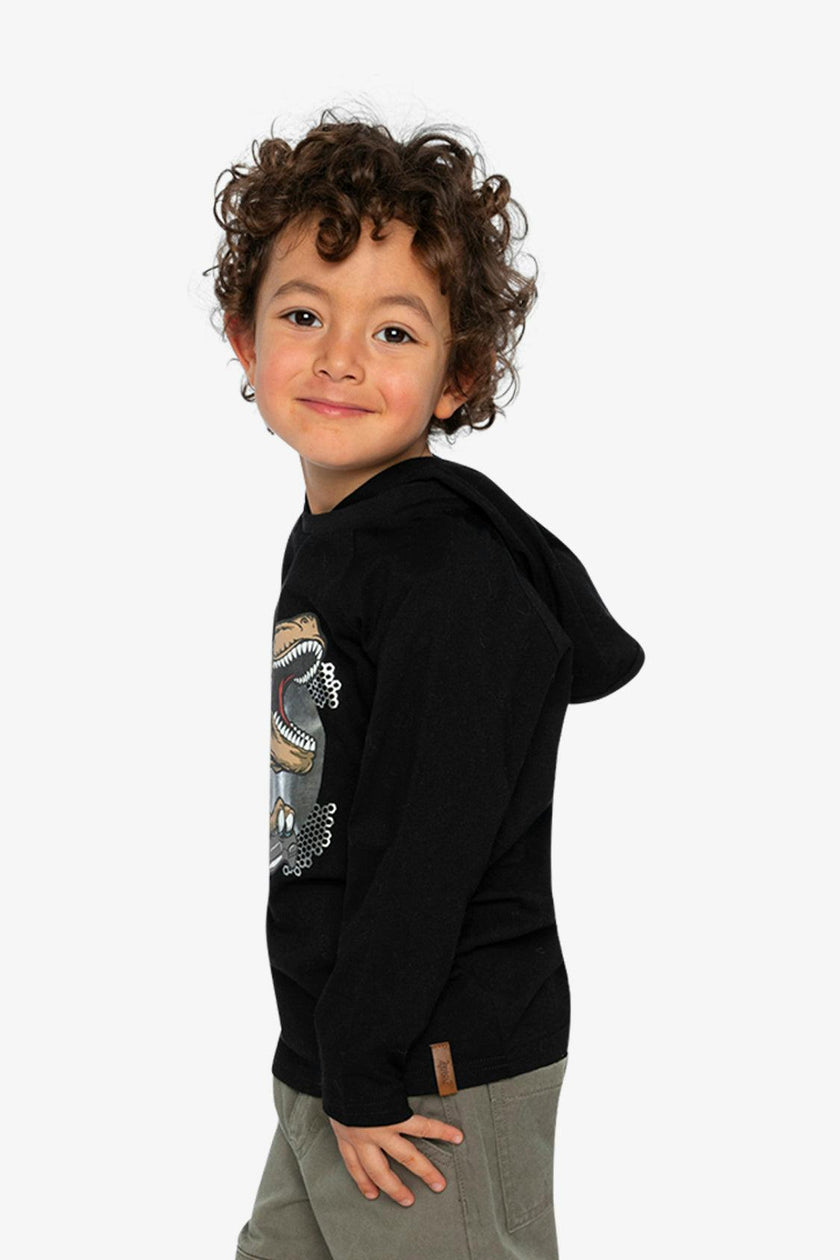 Raglan Hooded T-Shirt Black and Brown