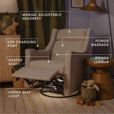 Kiwi Deluxe Power Recliner and Swivel Glider with Heat and Massage Performance Beach Eco-Weave