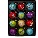65MM Glass 12 Days Of Christmas Ball Ornaments