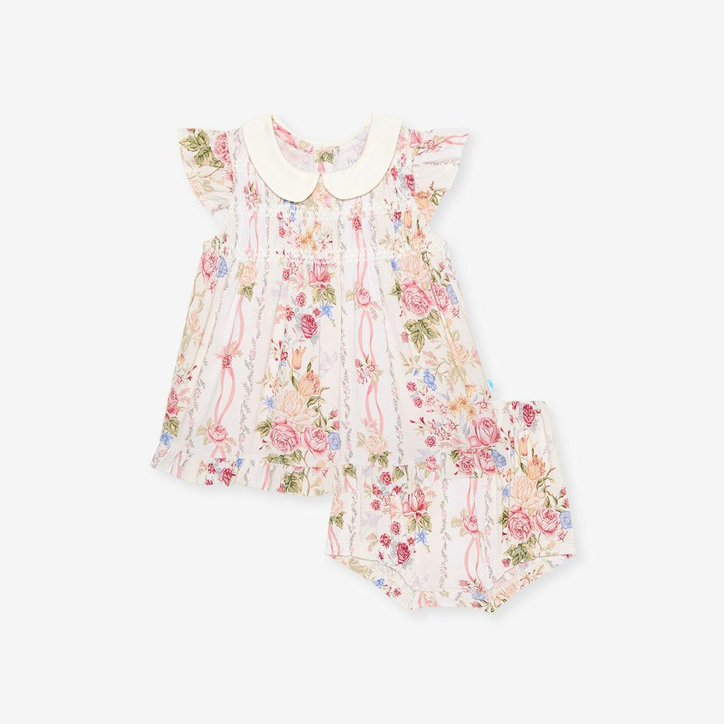 Janey Collared Smocked Ruffled Dress Bummie Set