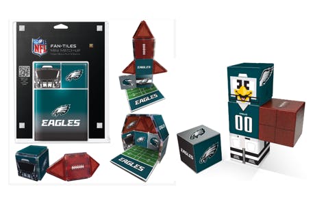 NFL Philadelphia Eagles Magnetic Fan Tiles & Qubee Character Combo Set