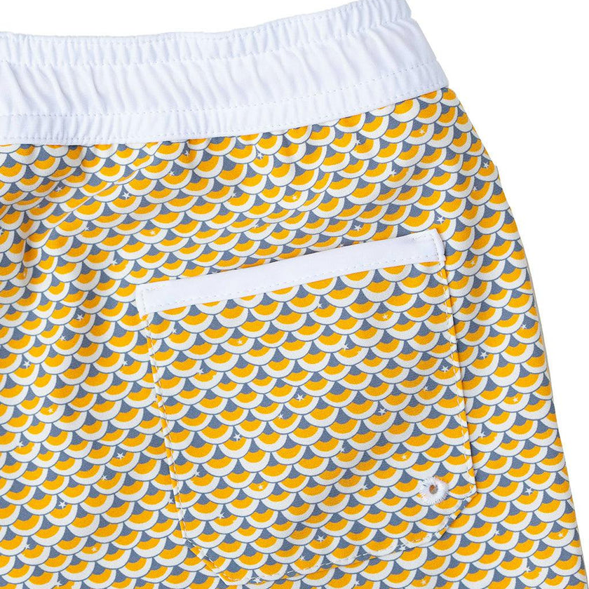 Swimshort Tommaso - Scales print mango yellow and pebble