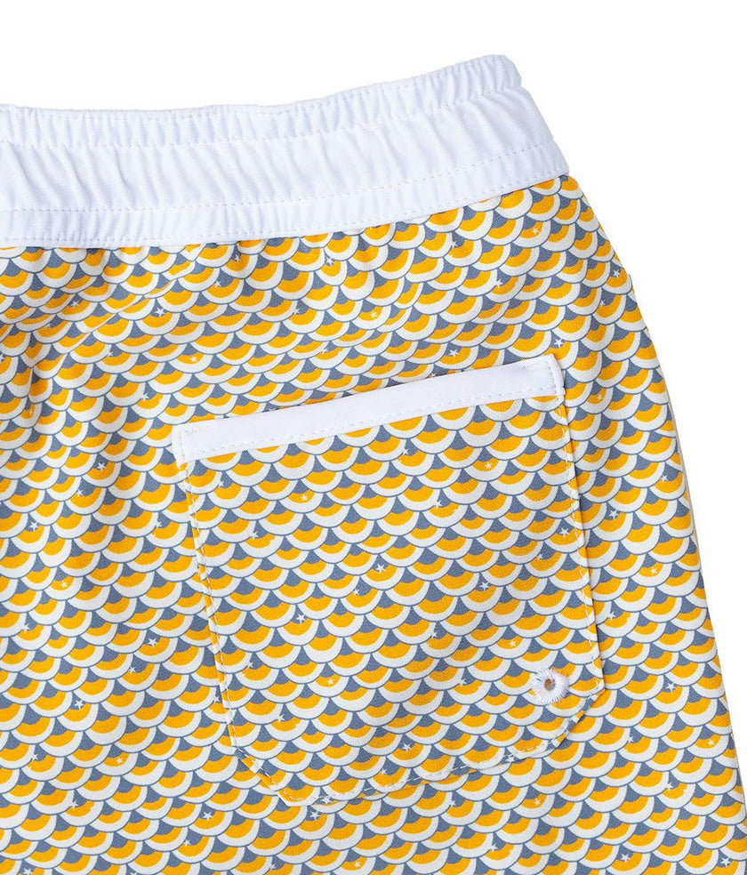 Swimshort Tommaso - Scales print mango yellow and pebble