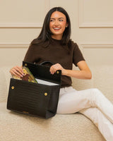 Large, Insulated, Chic Lunchbox, Black Croc