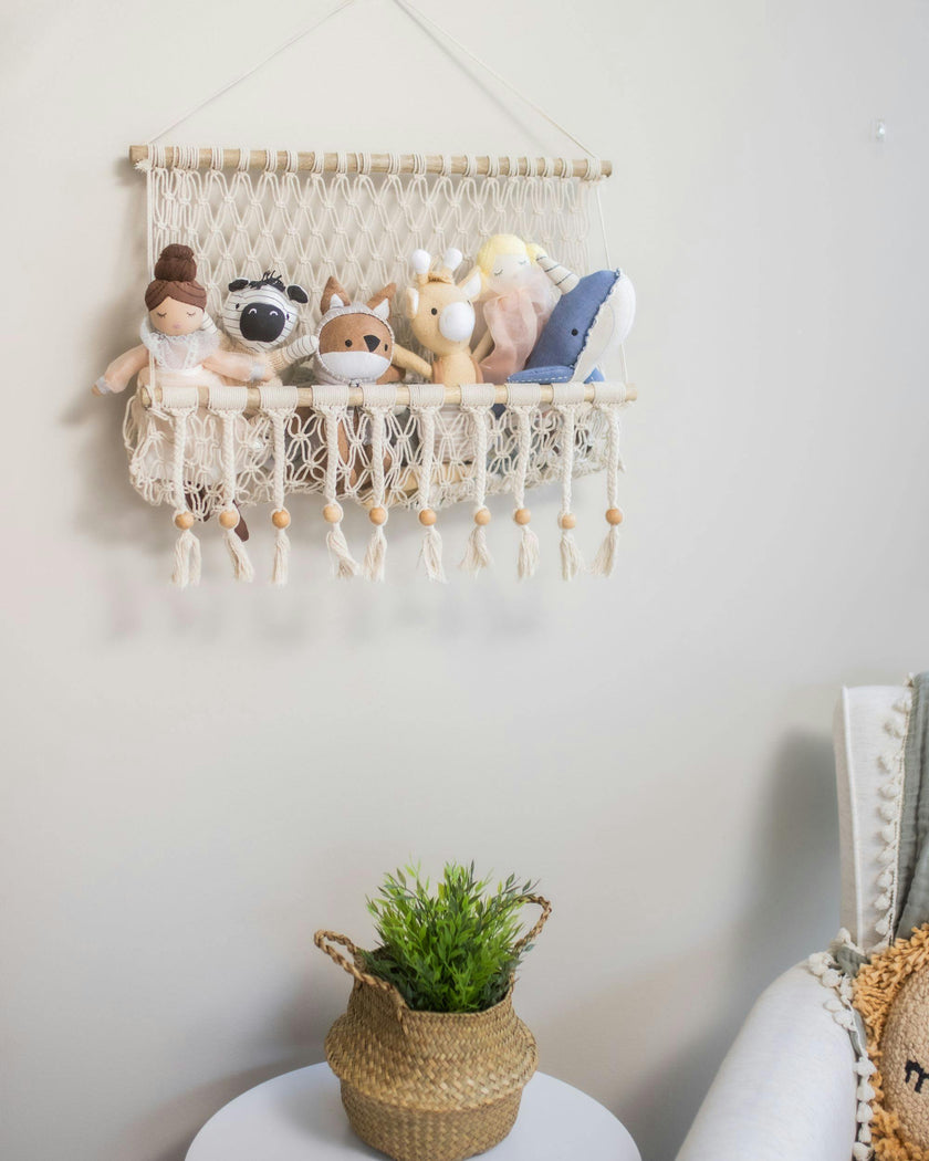 Willow Hanging Macrame Storage Basket