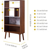 Kingston Wooden Bookcase with Faux Marble Shelf & Accents