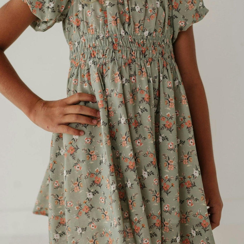 Peasant Bubble Sleeve Dress Isabella Paisley