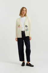 Wool-Cashmere Snoopy Embroidered Cardigan