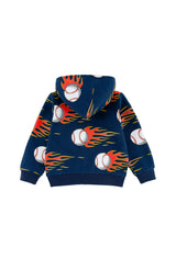 Soft Fleece Zip-up Hoodie, Baseball Fire