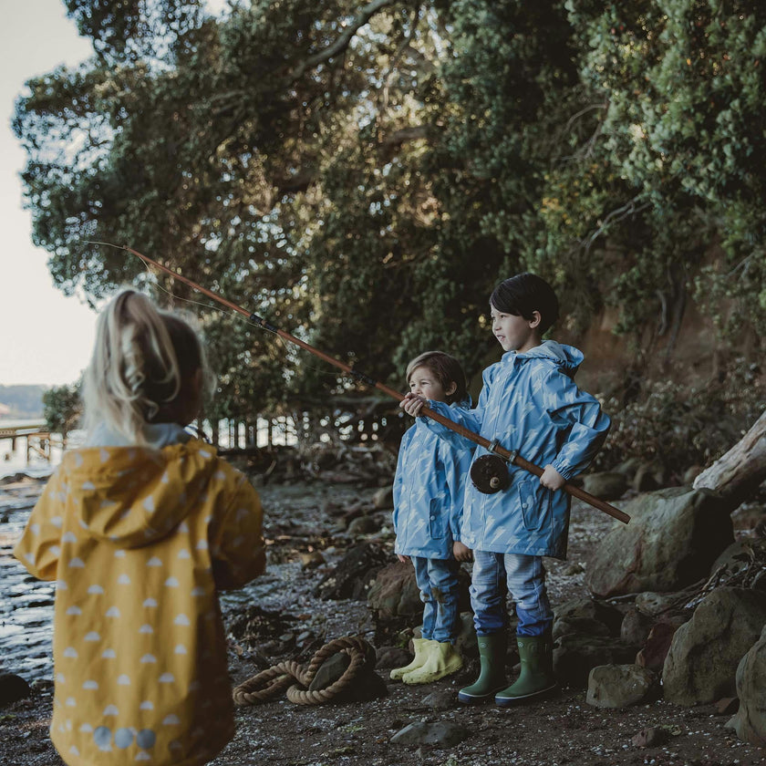 Recycled Waterproof Raincoat, Blue
