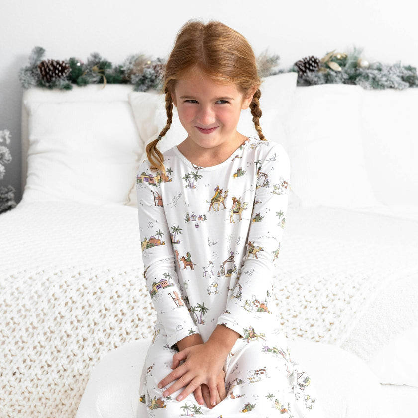 Yuletide Bamboo Girls' Long Sleeve Dress
