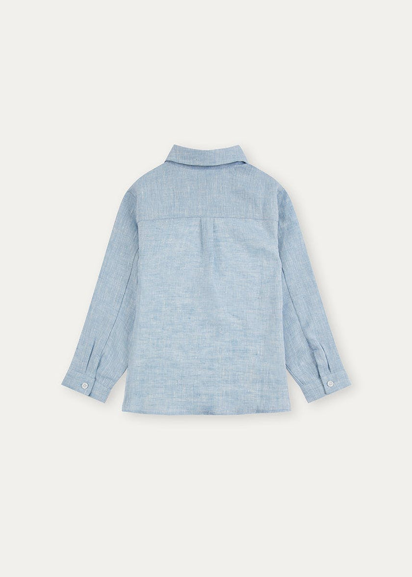 Blue Denim 100% Linen Shirt