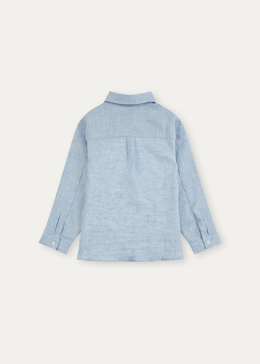 Blue Denim 100% Linen Shirt