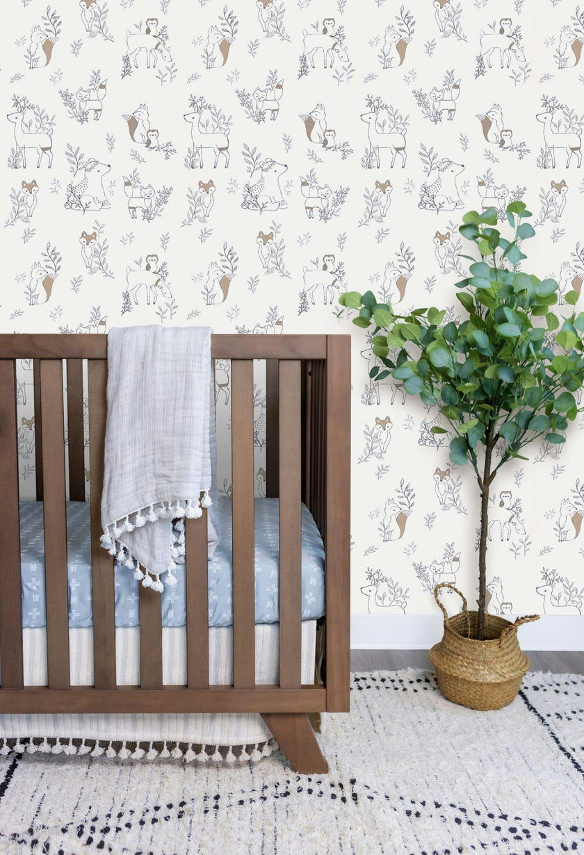 Ezra Woodland Nursery Wallpaper