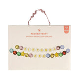 Packed Party Birthday Era Customizable Balloon Garland Banner 60ct - Beaded Bracelet-Style 5-Inch Mylar Balloons with 114 Gold Letters, Strings, and Glue Dots