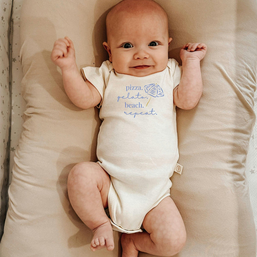 Pizza Gelato Beach Organic Cotton Baby Bodysuit