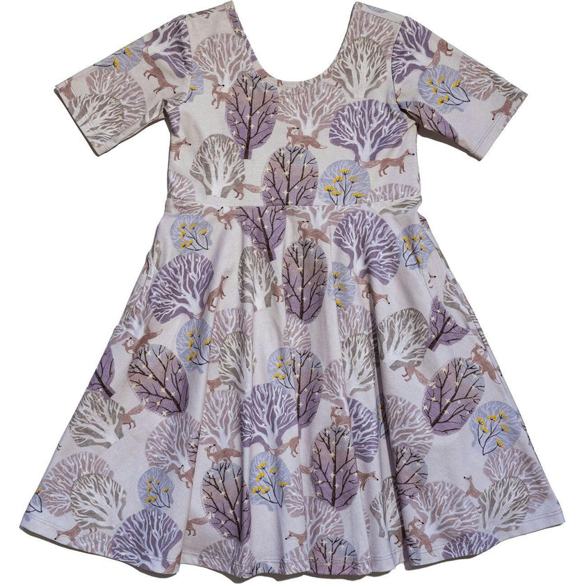 Reese Print Round Neck Elbow Sleeve Twirl Dress