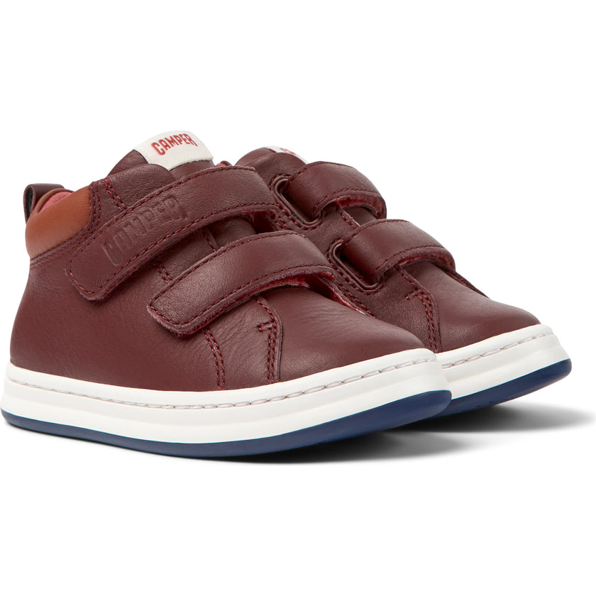 Runner Four 2-Velcro Strap Leather Sneakers, Burgundy
