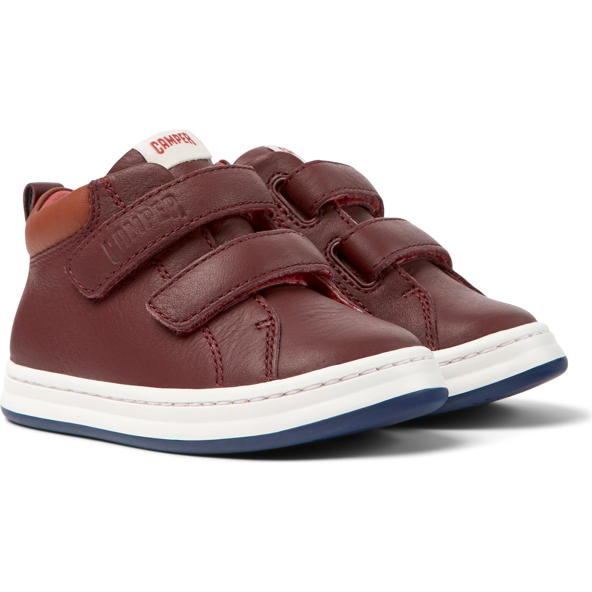 Runner Four 2-Velcro Strap Leather Sneakers, Burgundy