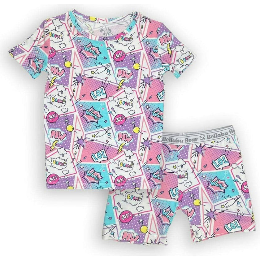 Comic Purple Bamboo Kids Pajama Short Set