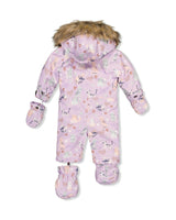Baby One Piece Snowsuit Adapted For Car Seats Purple Cat Print