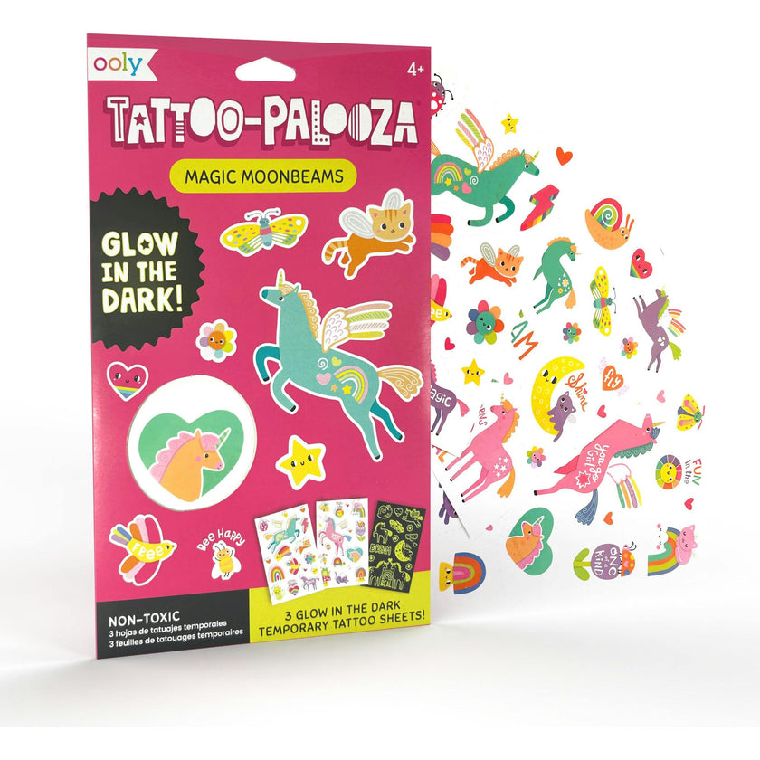 Tattoo-Palooza Glow in the Dark Temporary Tattoos - Magic Moonbeams - 3 Sheets