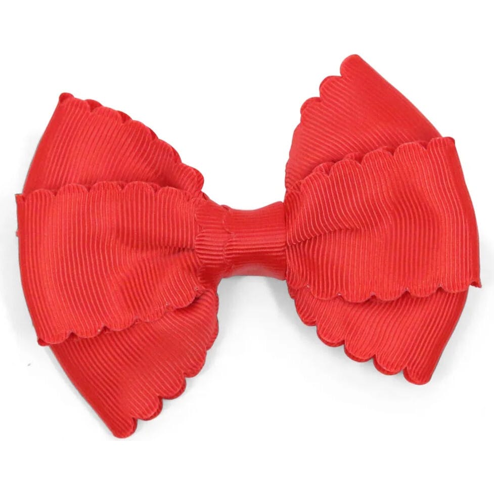 Grosgrain Scalloped Bow Hair Clip (Red)