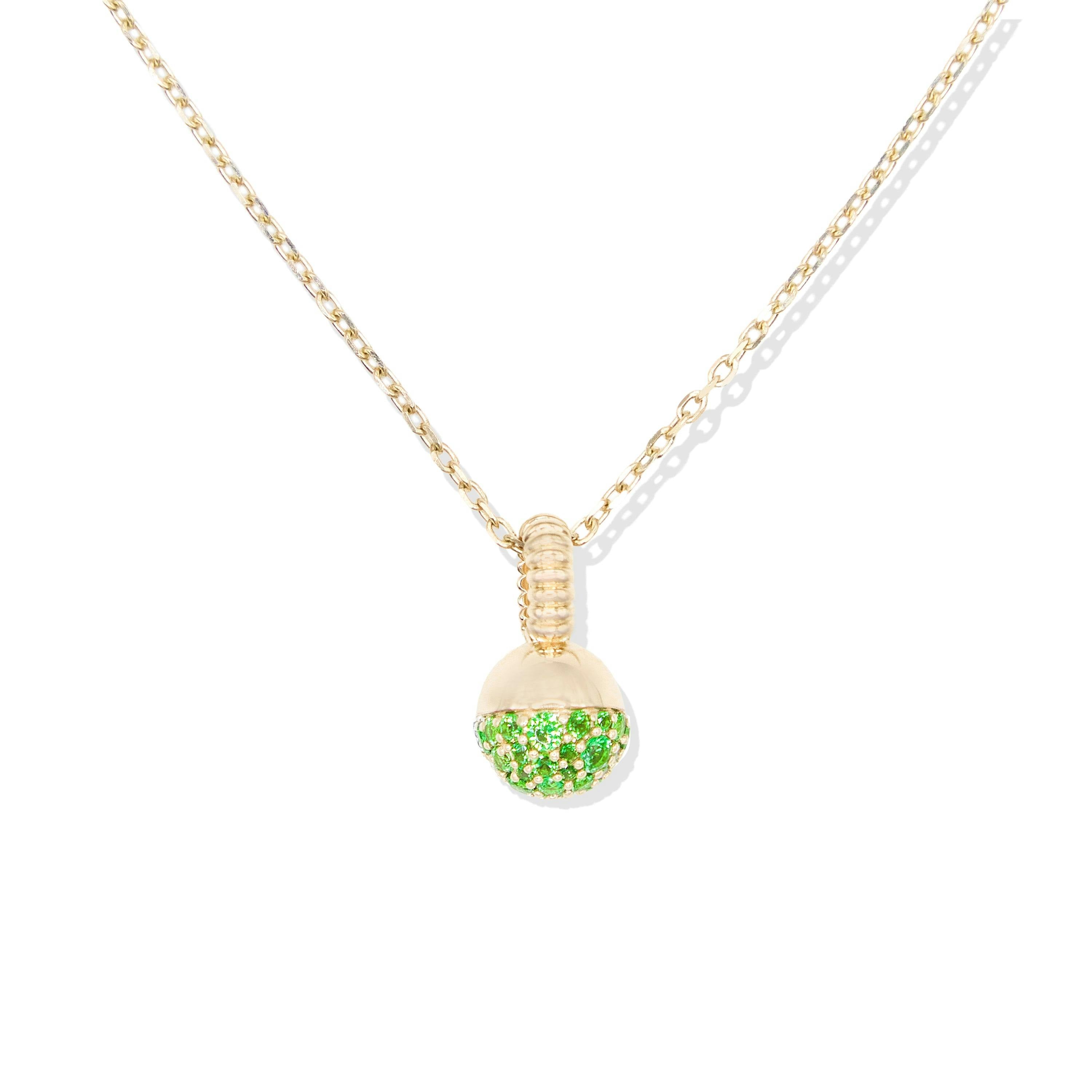 Revel Small Bobble Charm Necklace - Tsavorite