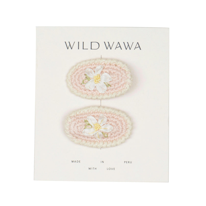 Crochet Clip Set in Melon Daisy