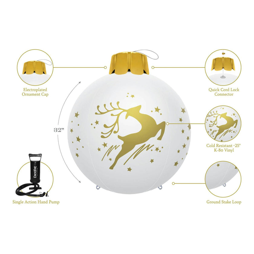 32" Inflatable Holiday Ornament - White 3 Pack