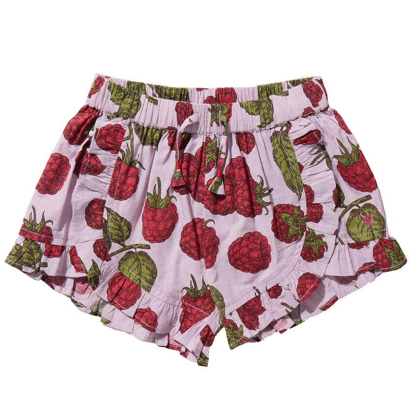 Girls Millie Ruffle Short - Lavender Raspberries