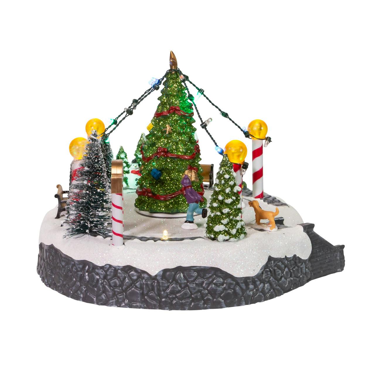 Kurt Adler 7-Inch Battery-Operated Musical LED Ice Rink with Tree Table Piece