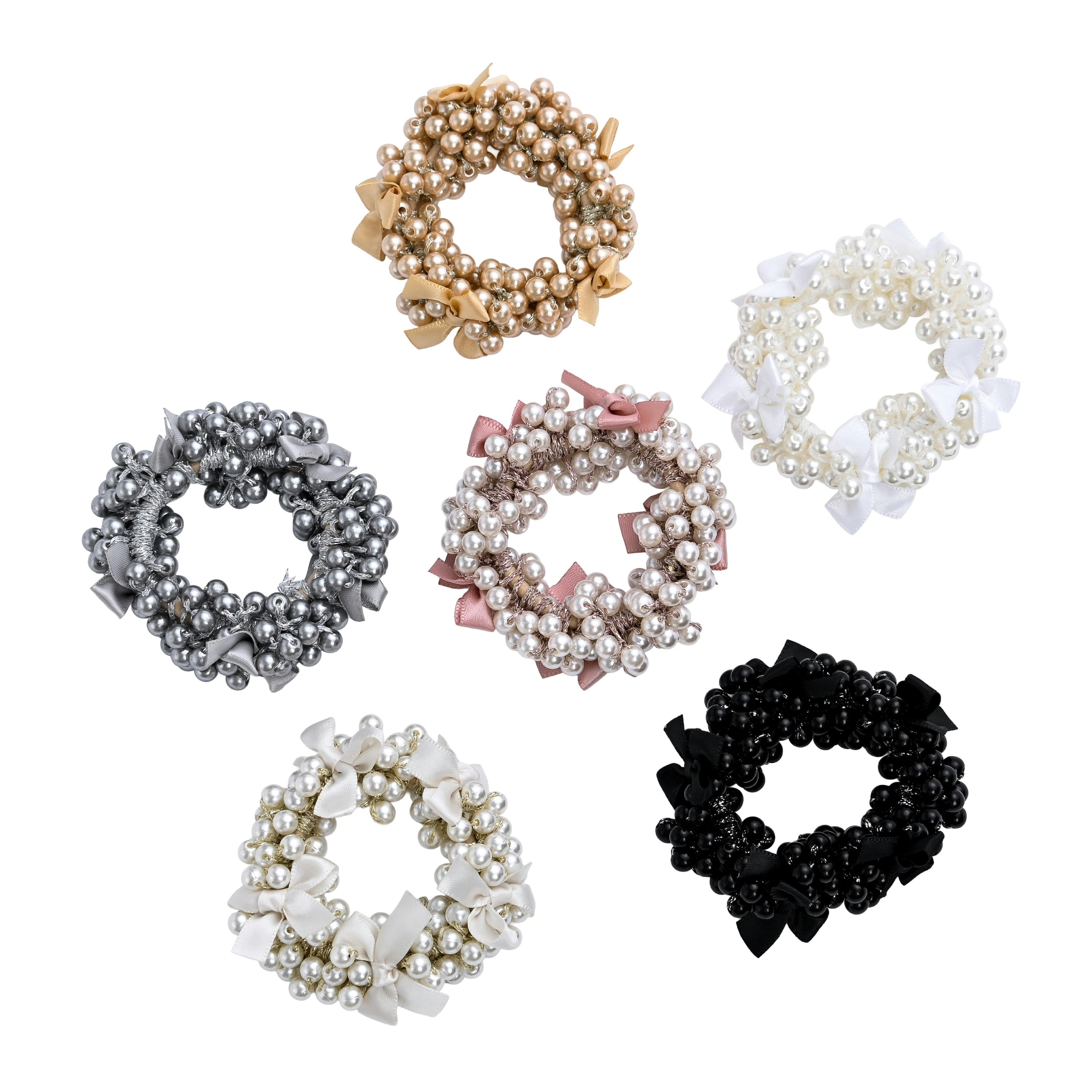 Beaded Bow Scrunchie Set
