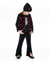 Ribbed Leggings Bootleg With Slit Black