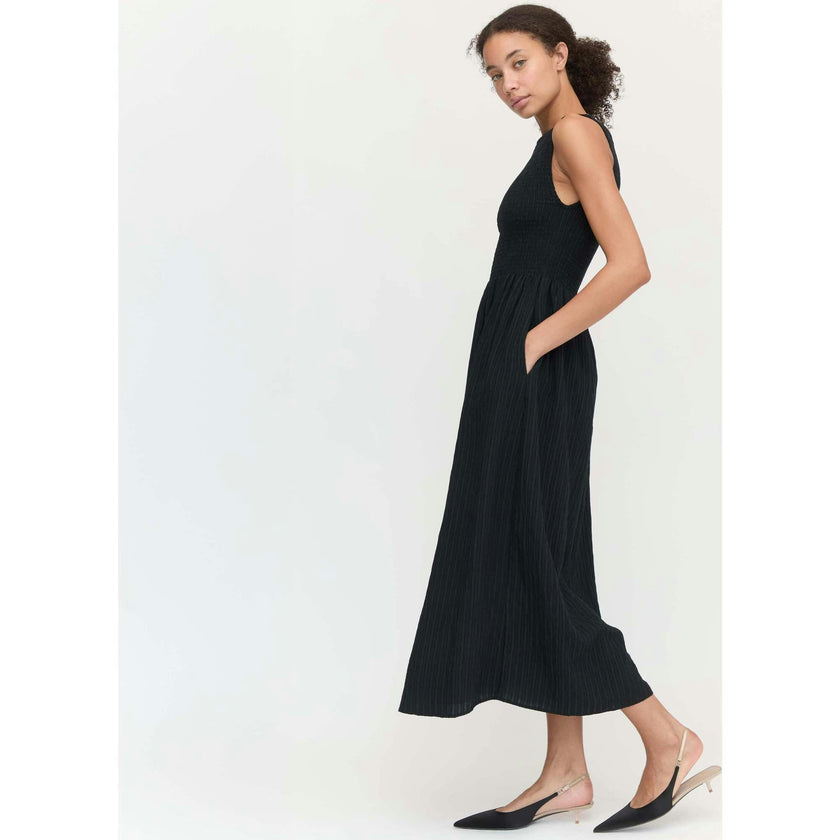The Cosima Nap Dress - Black Tonal Seersucker