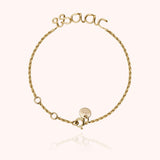 Women's Personalized Rope Chain Bracelet, 14k yellow gold-filled