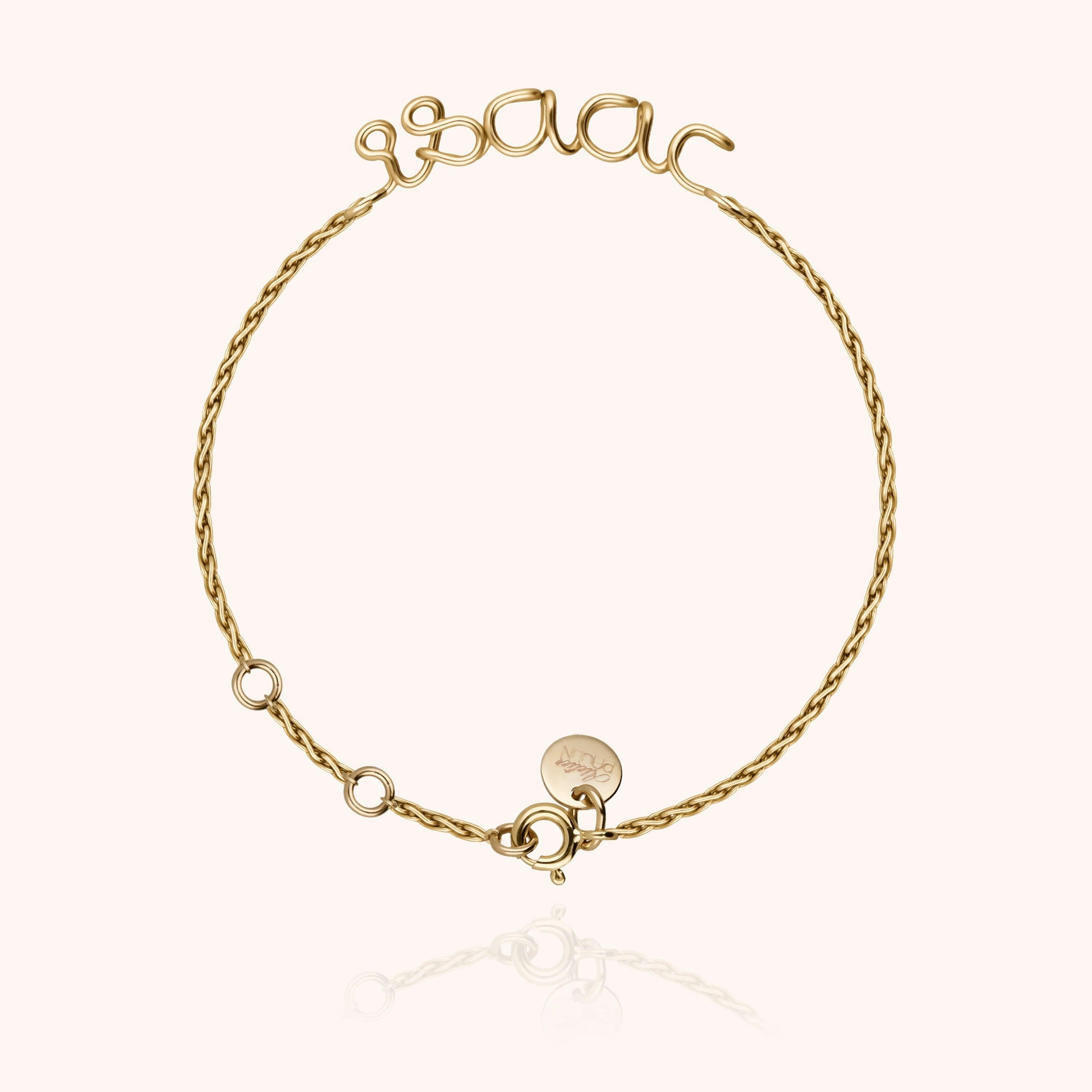 Women's Personalized Rope Chain Bracelet, 14k yellow gold-filled