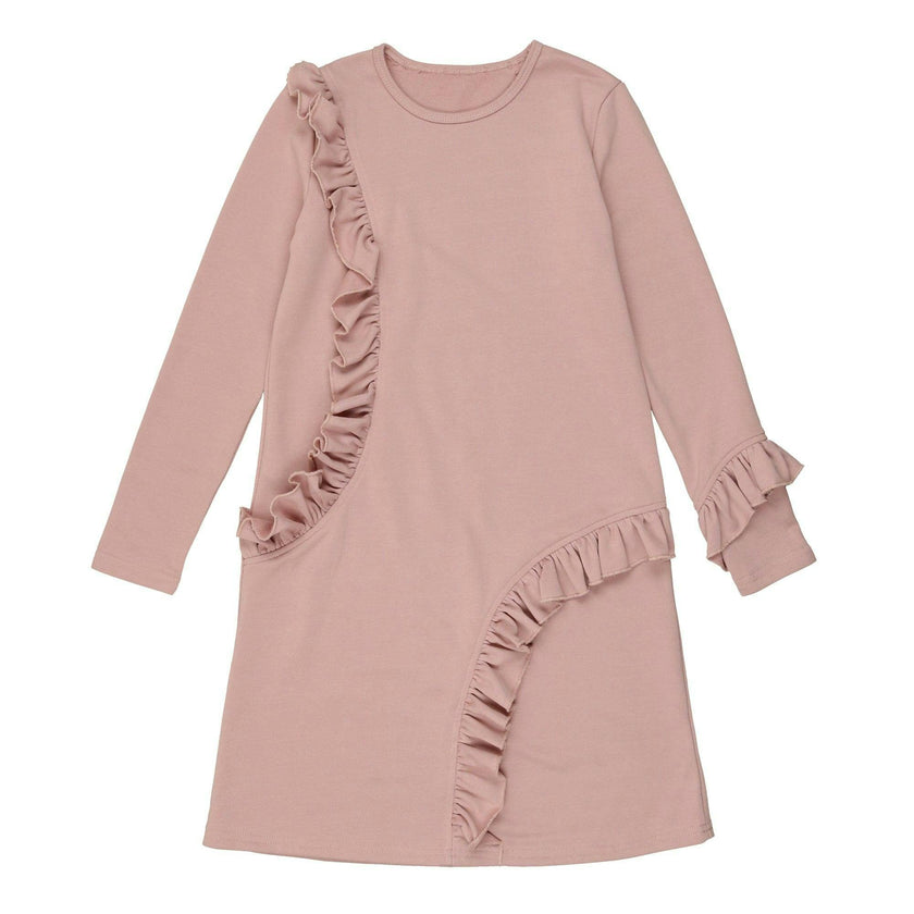 Ruffle Neck Long Sleeve Dress