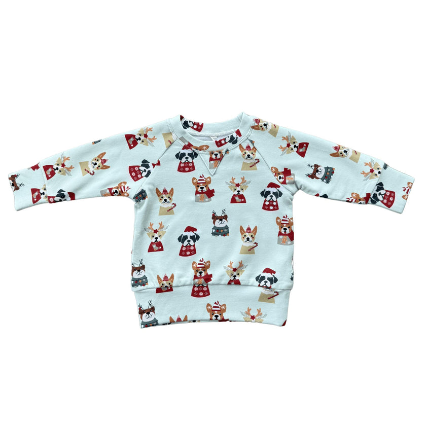 Boys Raglan Sweatshirt in Christmas Dogs