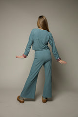 Hacci Rib Long Sleeve Crosscut Pullover