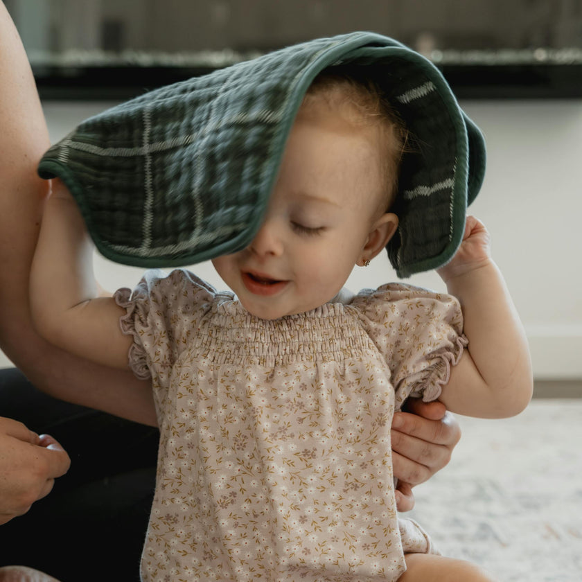 Cotton Muslin Burp Cloth 2 Pack - Evergreen Plaid