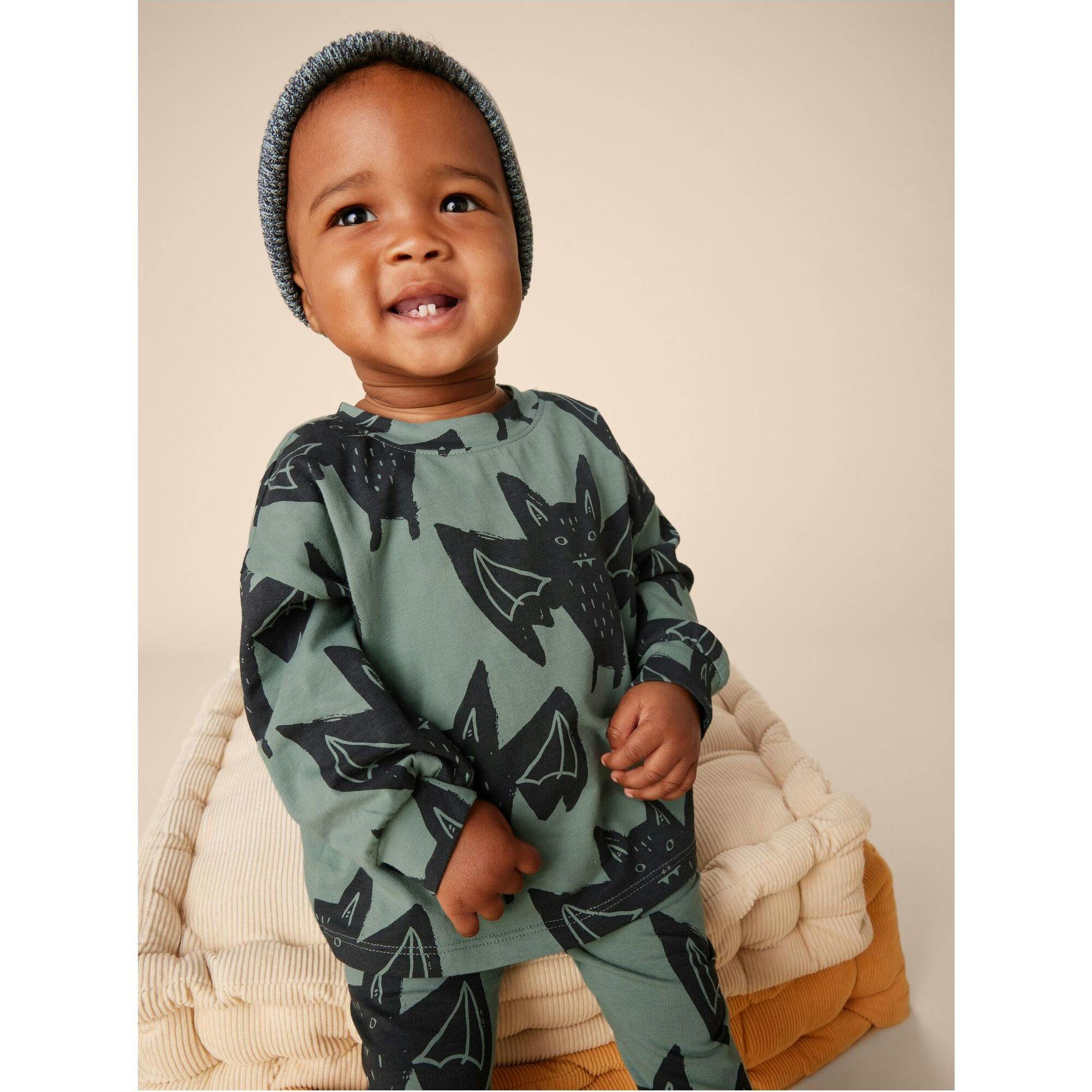 Babys Drop Shoulder Top & Elastic Waist Bottom Play Set, Multi