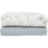 Organic Cotton Muslin Swaddle Blanket 2 Pack - Pencil Floral