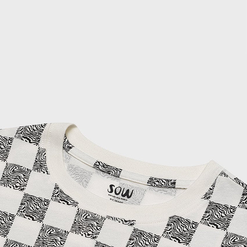 Relaxed Cotton T-Shirt With Checker Print