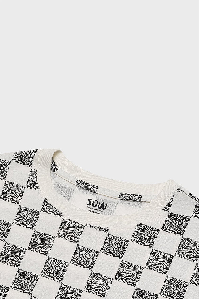 Relaxed Cotton T-Shirt With Checker Print