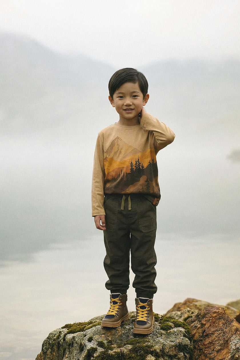 Long Sleeve Organic Cotton T-Shirt Beige