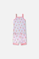 Organic Cotton Two-Piece Pyjama Set Lilac Printed Ice Creams